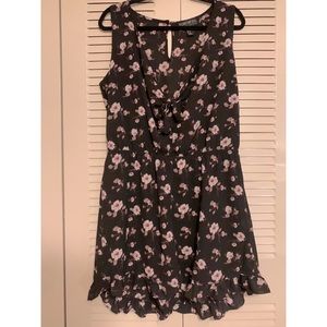 Black Flower V-Neck Romper